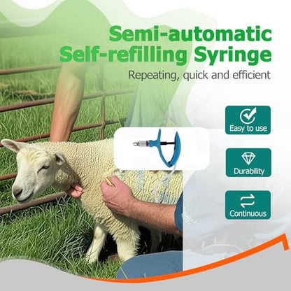 5ML Automatic Self-refilling Livestock Syringe Continuous Adjustable Repeating Cattle Vaccine Syringe with Tube for Animals Cattle Goat Pig Cow Poultry - size: Tubing