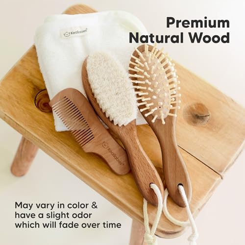 Wooden Baby Hair Brush for Toddler, Infant Cradle Cap(Dark Walnut, Regular) - color: Dark Walnut, size: Oval, Regular 7"