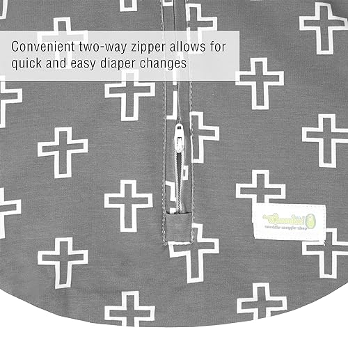 Woombie Grow with Me Baby Swaddle, Convertible Swaddle Fits 0-9 Months, Expands to Wearable Blanket for up to 18 Months, Grey Crosses - color: Grey Crosses, style: Grow With Me