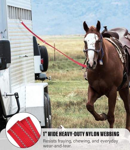 Cross Ties for Horse, Nylon Trailer Tie, Adjustable Length 42.5"-73" - color: Starlit Maroon