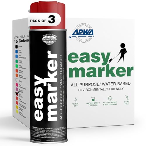 Fox Valley Easy Marker Inverted Spray Paint 16oz Pack of 3, Red - color: Red APWA