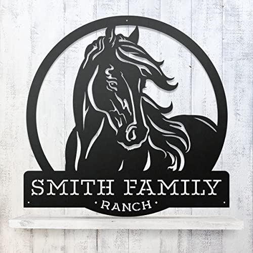 RealSteel Personalized Horse Ranch Sign - Custom Metal Farmhouse Western Wall Art, Rustic Barn & Stable Name Sign, Indoor Outdoor Steel Decor, Unique Gift for Horse Lovers, Ranch & Farm Homes