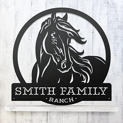RealSteel Personalized Horse Ranch Sign - Custom Metal Farmhouse Western Wall Art, Rustic Barn & Stable Name Sign, Indoor Outdoor Steel Decor, Unique Gift for Horse Lovers, Ranch & Farm Homes