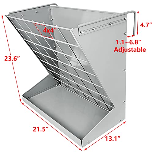 Wall Mount Hay Rack, Metal 2 in 1 Hay and Grain Feeder - color: Silver