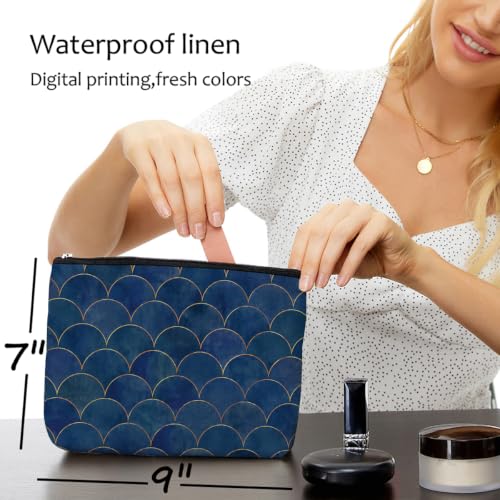 Scale Pattern Makeup Bag Navy Blue Cosmetic Bag - color: Multicolor 1603