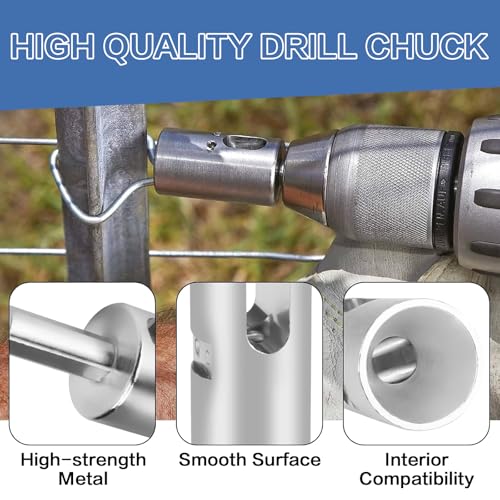 Drill Chuck Tool for 11 Gauge Twist Ties,High-tensile Wire Easy Twist Tool | Heavy Duty Fence Wire Twisting Tool, Twisted Fence Tool for Fixing Chain Link Fence and Loop Fences