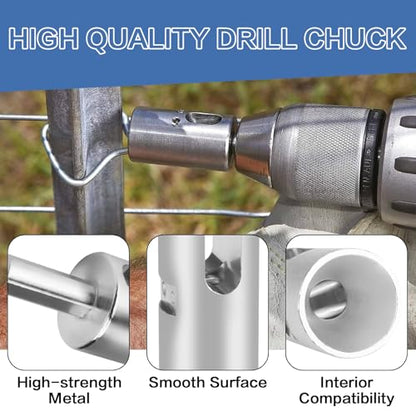 Drill Chuck Tool for 11 Gauge Twist Ties,High-tensile Wire Easy Twist Tool | Heavy Duty Fence Wire Twisting Tool, Twisted Fence Tool for Fixing Chain Link Fence and Loop Fences