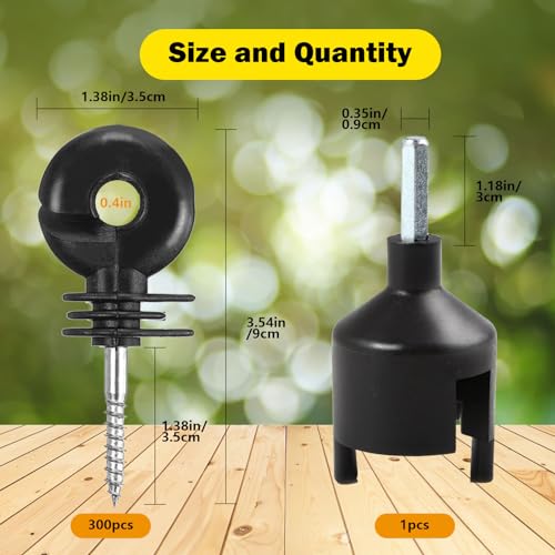 302 Pcs Black Electric Fence Insulator Tool Include 2 Pcs Insulator Socket Tool Screw in Fence Ring Post Wood Post Insulator Electric Fence Insulator Ring with Insulator Socket Tool for Animal Fence