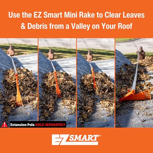 EZ Smart Mini Gutter Rake - Tool Only - Clean Gutters Without a Ladder | Clears Stuck Leaves • Reaches Tough Spots • No Ladder Needed - size: Tool Only