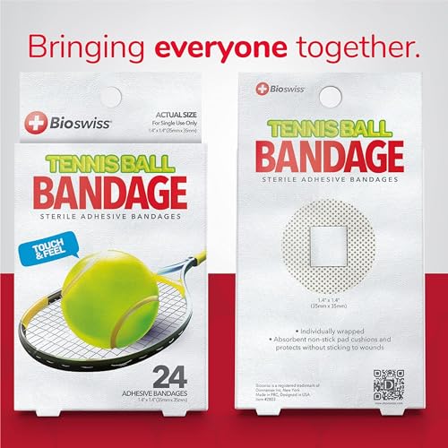 BioSwiss Bandages, Tennis Ball Shaped Self Adhesive Bandage Set, Latex Free, Sterile Wound Care, 24 Count (Pack of 2) - size: 24-Count Box (Pack of 2), style: Tennis