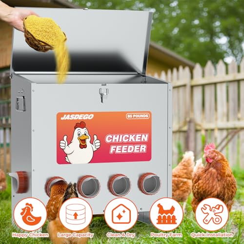 6 Port Automatic Chicken Feeder, No Waste Poultry Feeder with Lid - size: 6 Ports (85-120 LBS)
