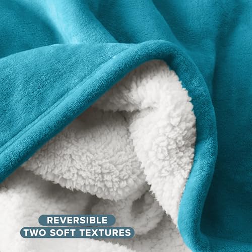 Bare Home Sherpa Fleece Blanket (Twin/Twin XL, Caribbean Sea) | Reversible Blanket for Bed, Sofa, and Couch, Warm & Lightweight, Fluffy & Soft - color: 16 - Caribbean Sea, size: Twin/Twin XL