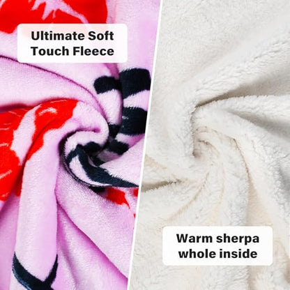 Catalonia Sherpa Wearable Blanket with Sleeves and Pocket for Adults - color: Graffiti Bear Pink, size: Standard Pocket