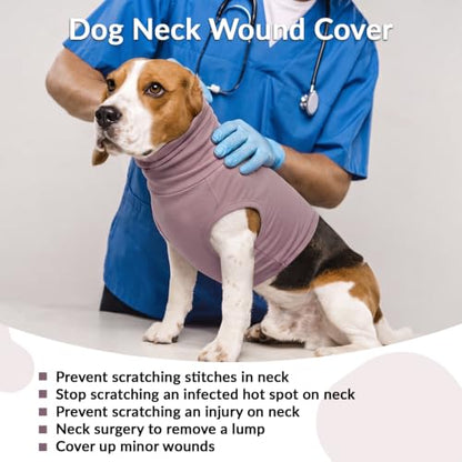 ROZKITCH Cotton Dog Snood, Lightweight Medical Dog Snood | Upper Body Neck and Shoulder Cover Stop Pets from Licking Neck Wounds Purple L - color: Purple, size: L(Chest: 24")