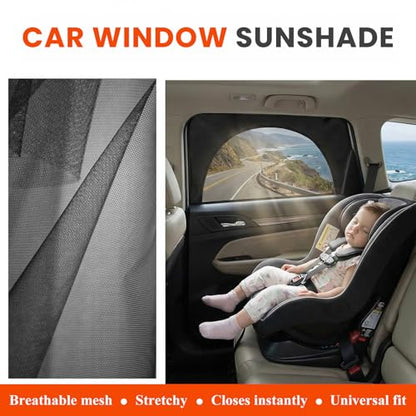 Car Window Shades, Breathable Mesh Front Side Window Screen Privacy Shade with Zipper, Stretchable Net Curtain Sun & Heat Protection Cover for Most Car Side Windows - color: Front Window