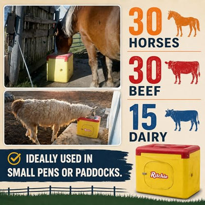 Ritchie EcoFount 1 Heated Automatic Livestock Waterer, Energy Efficient Insulated Water Fountain for Horses & Cattle, 3.5 Gallon Capacity, Stainless Steel Trough, Thermostatically Heated, Part 18430