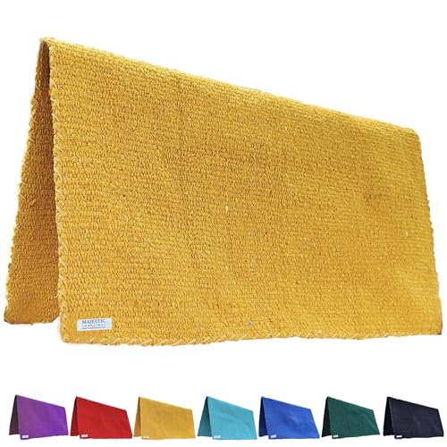 Majestic Ally Solid Color 34"x 36" Traditional Acrylic Saddle Blanket with Hemline Edges-3.7 lbs (Yellow) - color: Yellow