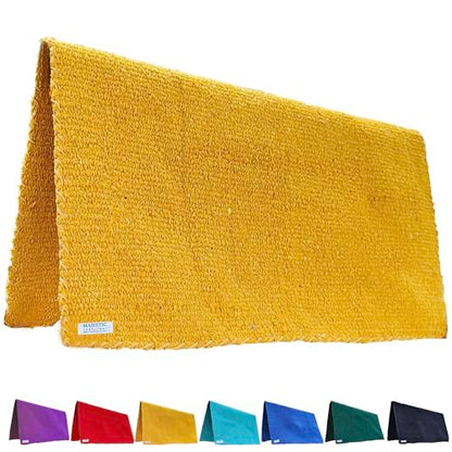 Majestic Ally Solid Color 34"x 36" Traditional Acrylic Saddle Blanket with Hemline Edges-3.7 lbs (Yellow) - color: Yellow