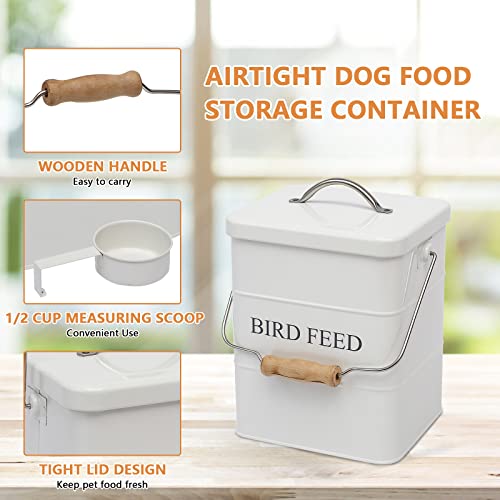 Geyecete Bird Feeder,Bird Food Jar Pet Food Storage Airtight Food Storage Container-White - color: White