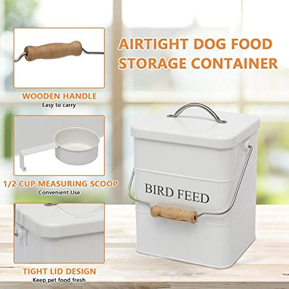 Geyecete Bird Feeder,Bird Food Jar Pet Food Storage Airtight Food Storage Container-White - color: White