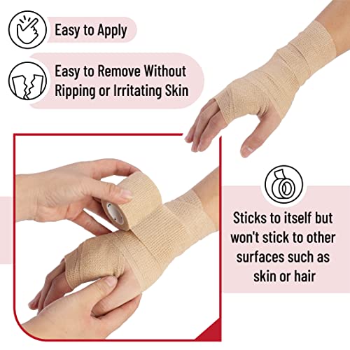 Mr. Pen- Self Adhesive Bandage Wrap, 2" x 5 Yards, 6 Pack - color: Skin Color, size: 2" x 5 Yards, 6 Pack