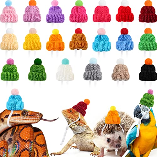 MTLEE 20 Pcs Pet Snake Knitted Hat with Adjustable Elastic Chin Strap