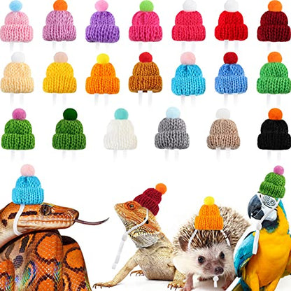 MTLEE 20 Pcs Pet Snake Knitted Hat with Adjustable Elastic Chin Strap
