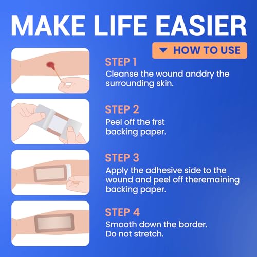 Large Waterproof Bandages 4x8 Silicone Foam Dressing Sensitive Skin, 5 PCS - style: 4"x8"(5PCS)