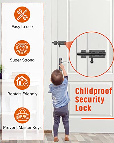 Heavy Duty Slide Bolt Gate Latch Hardware, 6.3 Inch, Black - color: Black - 1 Pack