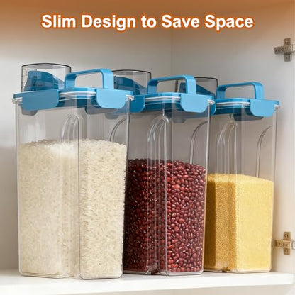 Uppetly Dog Cat Food Storage Container, 5-7Lbs Pet Food Containers, Airtight Cat Food Container with Portable Handle & Measuring Cup, Small Animal Dry Food Dispenser for Dogs, Cats and Birds - color: Blue