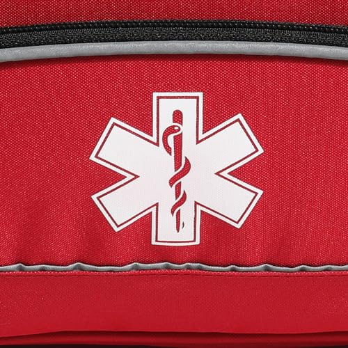 Empty Red First Responder Bag On Call Trauma Bag EMT First Aid Carrier for Paramedics and Emergency Medical Supplies Kit (Red) - color: Red