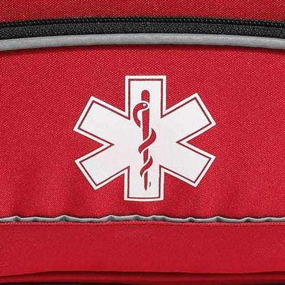 Empty Red First Responder Bag On Call Trauma Bag EMT First Aid Carrier for Paramedics and Emergency Medical Supplies Kit (Red) - color: Red