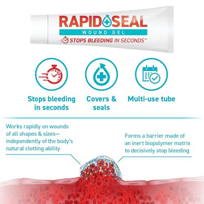 Rapid-Seal Hemostatic Wound Gel, 5 Tube, Stops Bleeding in Seconds - size: 5 Tubes (0.5 Fl Oz Each)