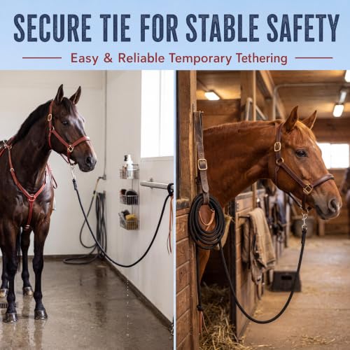 1 Pack 14 ft Horse Driving Lines, Cotton Web Lunge Line, Solid Brass Trigger Snaps, Reins for Cart Training, Harness, Ground Driving, Horse Work