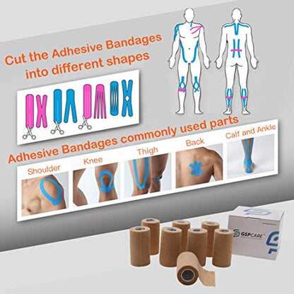 Self Adherent Cohesive Wrap Bandages 6 Count 4" x 5 Yards, Self Adhesive Non Woven Bandage Rolls（Skin Color） - size: 6 Count (Pack of 1)