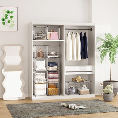 C&AHOME Wire Cube Storage, 12 - Cube Organizer Metal C Grids, Silver Gray - color: Silver Gray