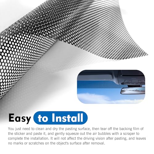 Car Windshield Tint Strip, 7.87" x 59" Mesh Car Windshield Banner Sticker, Anti-Glare Sunproof Exterior Windscreen Protective Film, Cuttable to Fit Most Vehicles (Black #A) - color: Black #a