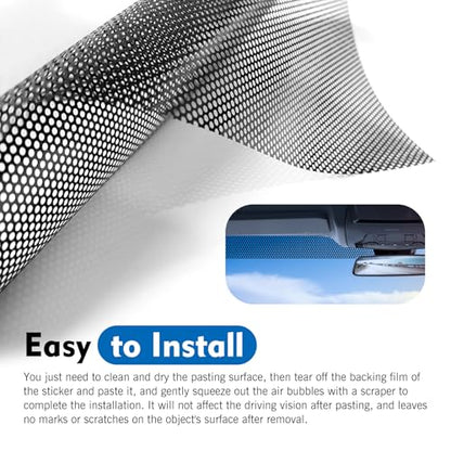 Car Windshield Tint Strip, 7.87" x 59" Mesh Car Windshield Banner Sticker, Anti-Glare Sunproof Exterior Windscreen Protective Film, Cuttable to Fit Most Vehicles (Black #A) - color: Black #a