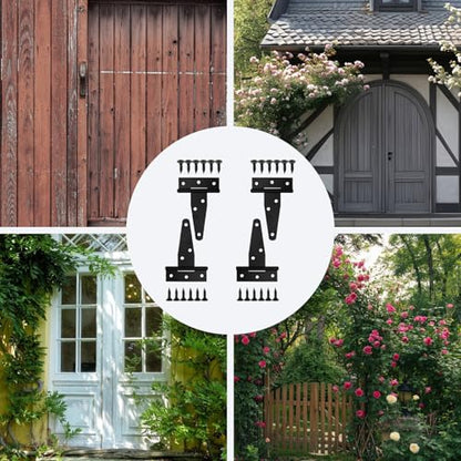 T Strap Hinges Heavy Duty, Shed Door Gate Hinges(Black) - size: 4 Pcs *3 inch