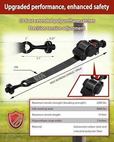 Heavy Duty Retractable Fence Stretcher, 2"*10' Strap
