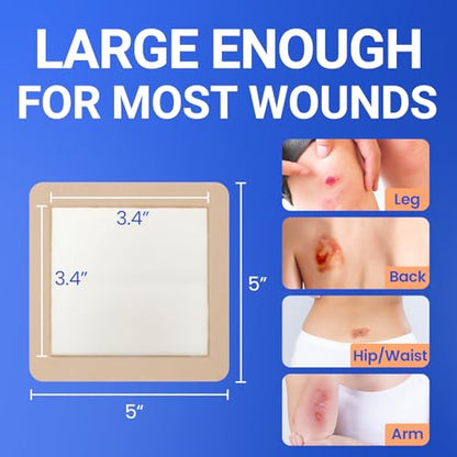 Large Waterproof Bandages 5x5 Silicone Foam Dressing Sensitive Skin, 10 PCS - style: 5"X5"(10PCS)