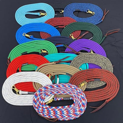 PARELLI 22 Foot Ground Training Rope - Strong Everyday Use All-Purpose Large Horse Lead Rope with Loop & Latigo Popper | 9/16" Diameter Smooth Yachting Braid, Blue Black Blend - color: Blue Black Blend