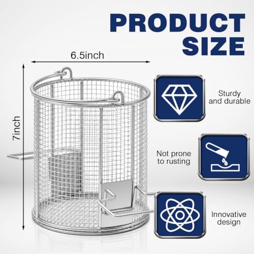 1 Pcs 1/4″ Mesh 2 Gallon Dip and Drain Stainless Steel Part Cleaning Strainer Basket for Buckets Swing Handle for Mechanics Auto Parts Washing Garage Shop & Home Workshop, Bucket Not Included - size: 2 Gallon,1/4″