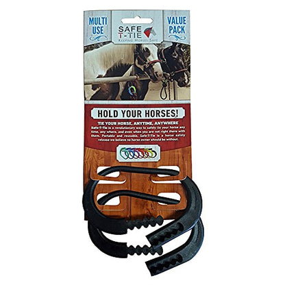 Injuries Preventing Tether Tie - Portable, Versatile & Reusable Breakaway Horse Tie, Quick Release Under Heavy Pressure w/ 5 Loop Settings, Multi-Purpose Clip (2 pcs Black) - color: Black
