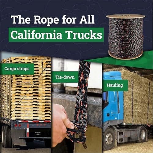 RopeHub California Truck Rope, Polypropylene Tie Down Rope, 1/2" x 600 Ft - size: (#) 1/2 inch x 600 feet