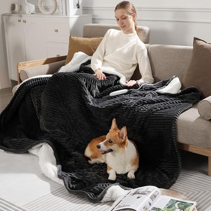 Heated Throw Blanket Electric Throw Blanket Heating Blanket Throw 50''X60'' - color: Charcoal, size: Throw(50"x60")