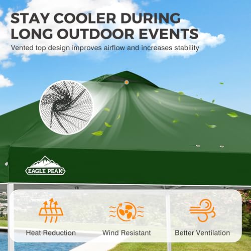 EAGLE PEAK 10x10 Pop Up Canopy Tent Easy Up Canopy Outdoor, Green - color: Green, size: 10x10