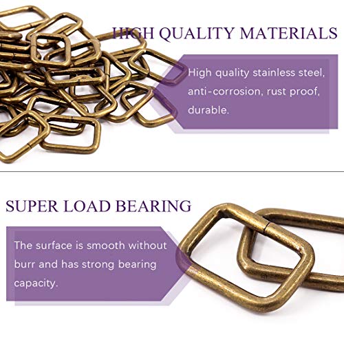 Swpeet 60Pcs 1 Inch / 25mm Heavy Duty Metal Ring Buckle Webbing Belts - color: Bronze, style: Metal Rectangle Ring