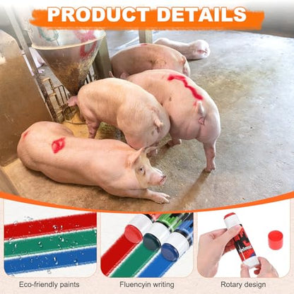 M METERXITY 3-Pack Livestock Marker, 11.6 Cm/4.6 Inches Large Animal Crayons for Pig/Cattle/Cow/Sheep Supplies, Farming Livestock Marking Crayons [Green/Red/Blue]
