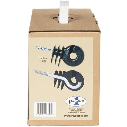 Premier 1 TuffRing™ Screw-in Insulator for Wood Posts – Low-Tension, Black - style: Box of 65 - Black